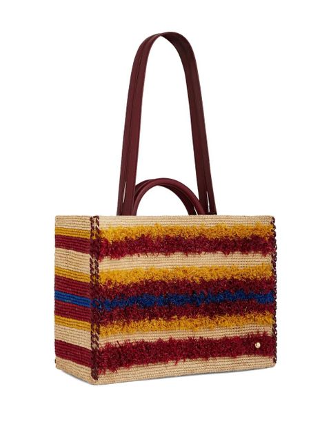 Rabanne striped woven tote bag - Red