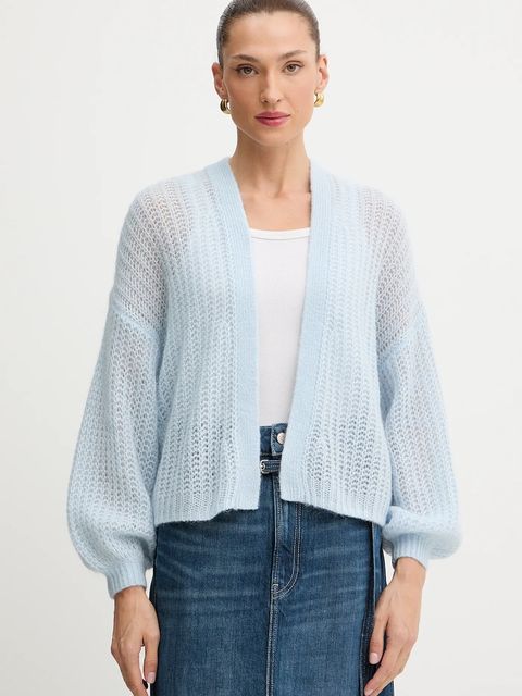 BOSS Orange kardigan z domieszką wełny damski kolor niebieski lekki 50545878 - zdjęcie produktu nr 1