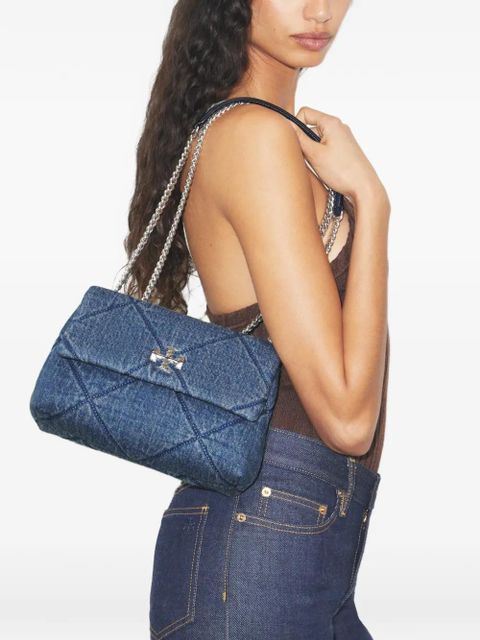 Tory Burch Kira diamond quilt denim small convertible shoulder bag - Blue