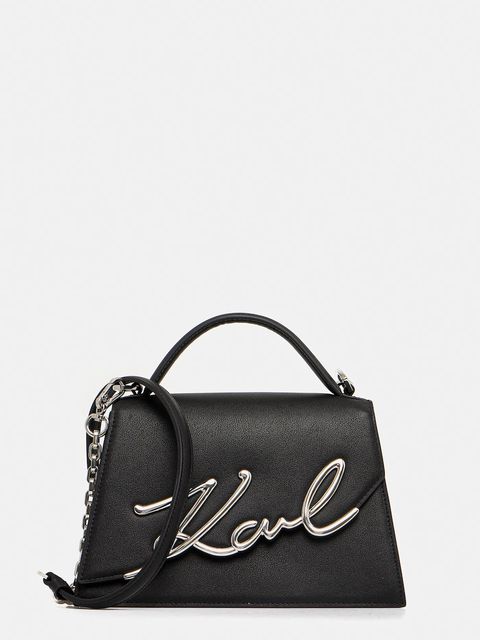 Karl Lagerfeld torebka skórzana K/SIGNATURE kolor czarny A1W30036 - zdjęcie produktu nr 1