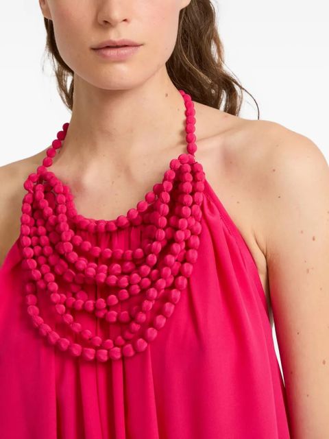 Yves Salomon beaded-neckline crepe maxi dress - Pink