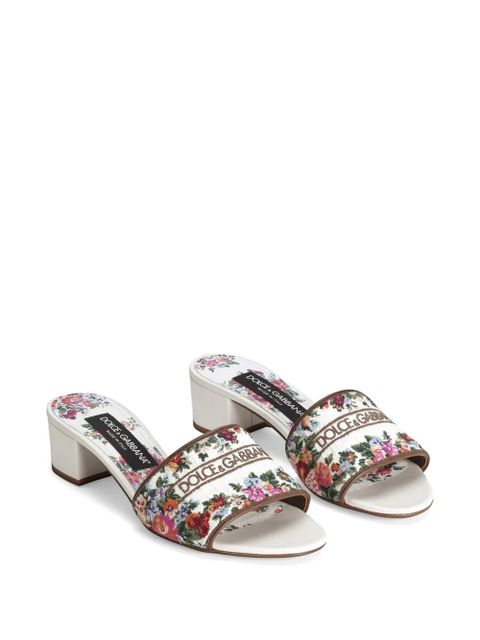 Dolce & Gabbana nappa leather mules with embroidery - White - zdjęcie produktu nr 2