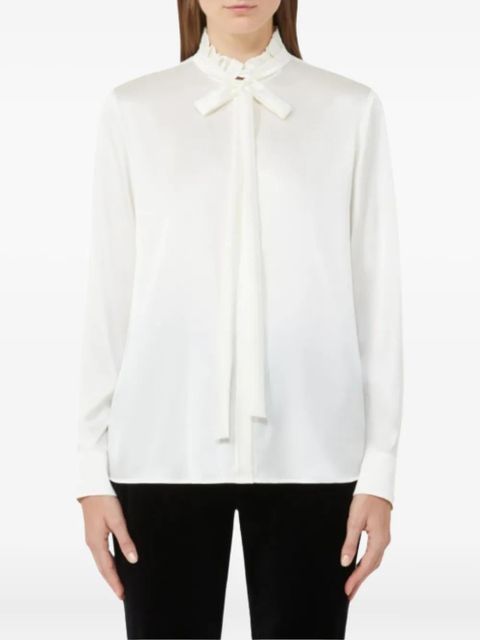 Max Mara ruffled neck-tie blouse - Neutrals