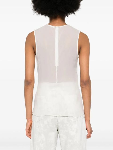 AMI Paris semi-sheer silk top - White - zdjęcie produktu nr 2