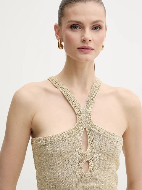 Simona Corsellini sukienka kolor złoty midi dopasowana P25CPABO04