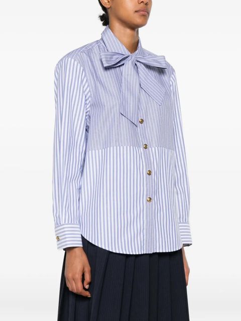 SANDRO striped tie-neck shirt - Blue