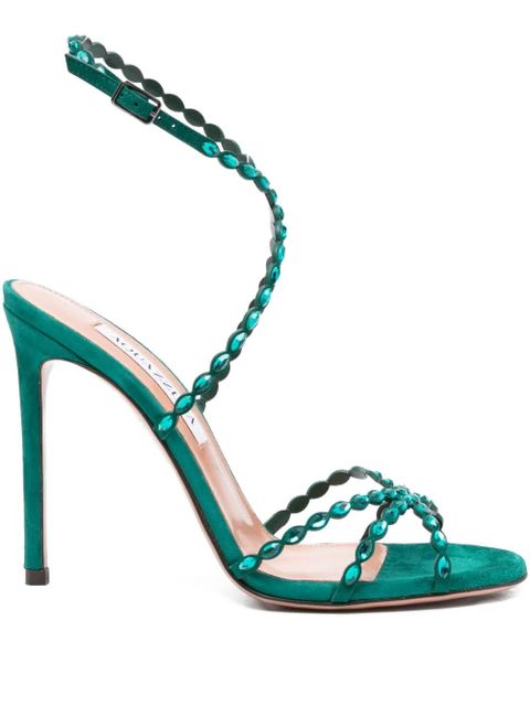 Aquazzura 110mm crystal-embellished slingback sandals - Green - zdjęcie produktu nr 1