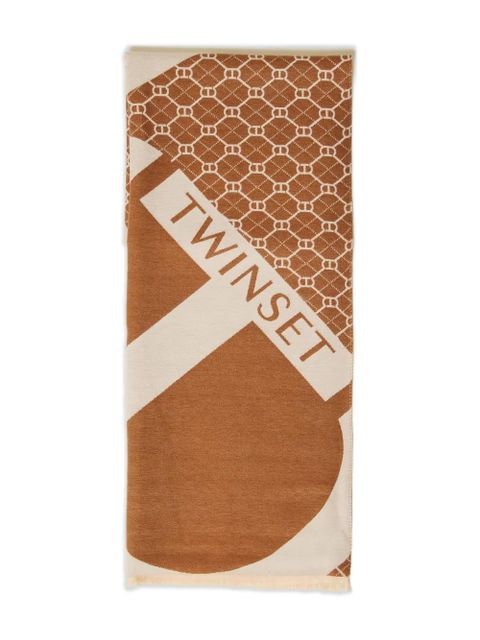 TWINSET logo-pattern scarf - Brown - zdjęcie produktu nr 1