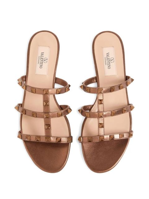 Valentino Garavani rockstud-embellished leather sandals - Brown