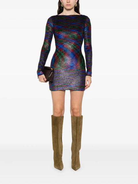 Missoni abstract-pattern long-sleeve mini dress - Blue