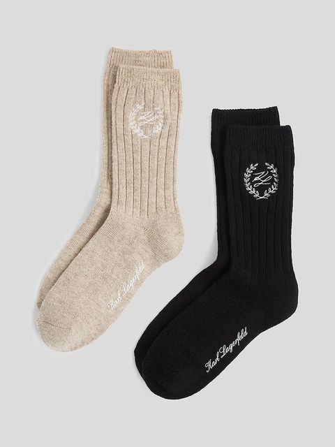 Karl Lagerfeld skarpetki z domieszką wełny 2-pack K/HOTEL damskie kolor multicolor A3W47035 - zdjęcie produktu nr 1