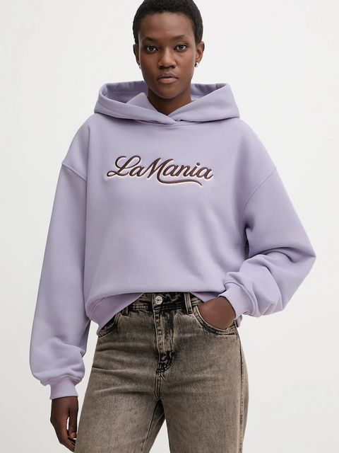 La Mania bluza LUMA damska kolor fioletowy z kapturem z aplikacją LUMA - zdjęcie produktu nr 1