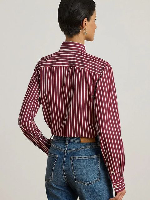 Lauren Ralph Lauren koszula bawełniana damska kolor czerwony regular z wiązanym dekoltem 200P03515 - zdjęcie produktu nr 2