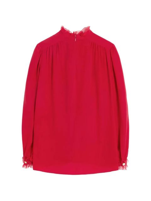 Valentino Garavani lace-trim silk blouse - Red