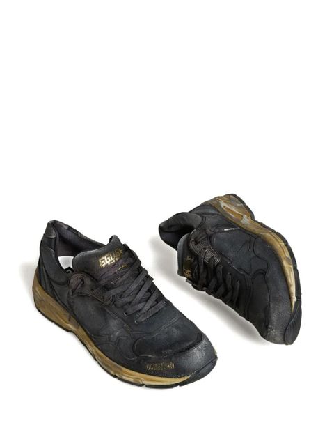 Golden Goose Dad-Star in black naplak and crackle leather
