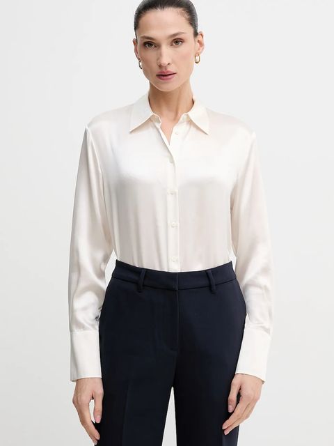 Sisley koszula jedwabna kolor beżowy regular z kołnierzykiem klasycznym 5LZMLQ05E - zdjęcie produktu nr 1