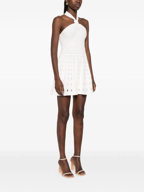 Simkhai halterneck textured mini dress - Neutrals