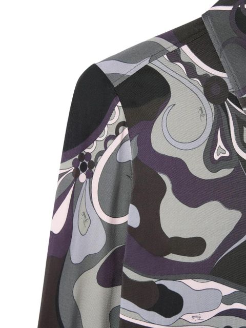 PUCCI orchidee print satin shirt - Black