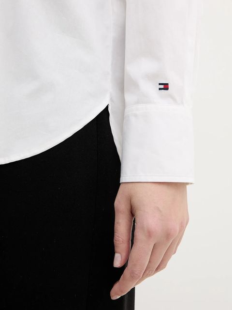 Tommy Hilfiger koszula bawełniana damska kolor biały relaxed z kołnierzykiem klasycznym WW0WW48190