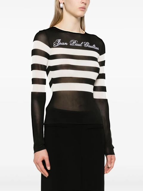 Jean Paul Gaultier logo-embroidered striped jumper - Black