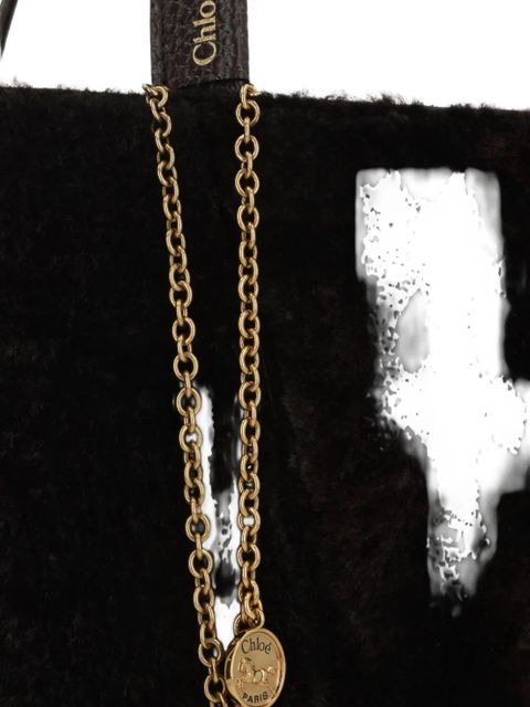 Chloé shearling panelled tote bag - Brown