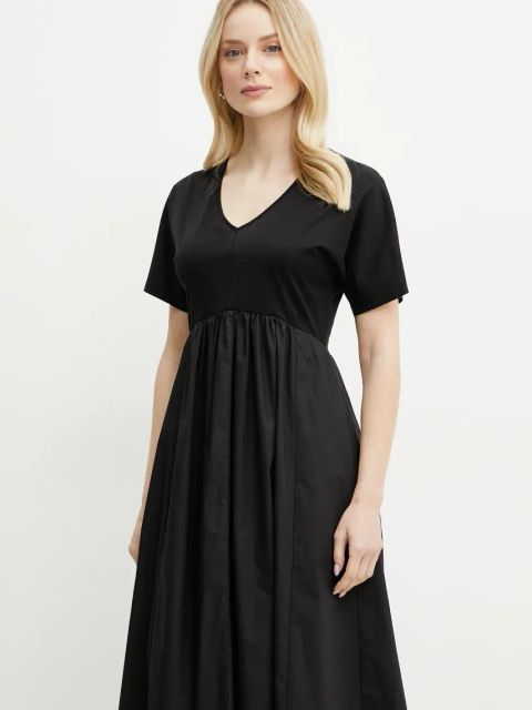 Weekend Max Mara sukienka kolor czarny midi rozkloszowana 2515621082600