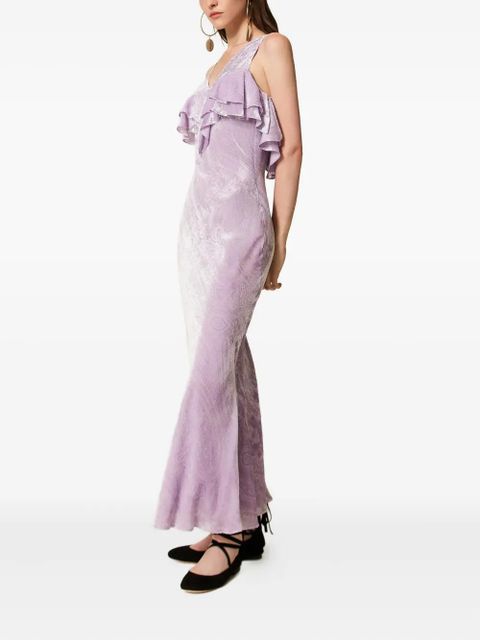 TWINSET ruffled velvet maxi dress - Purple