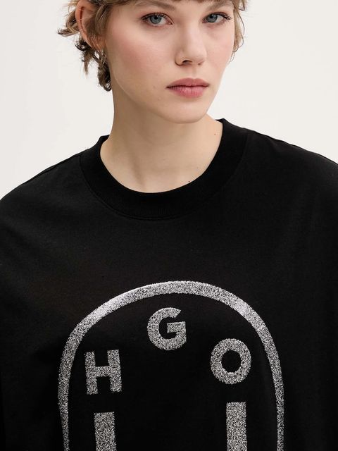 Hugo Blue t-shirt bawełniany damski kolor czarny 50550141