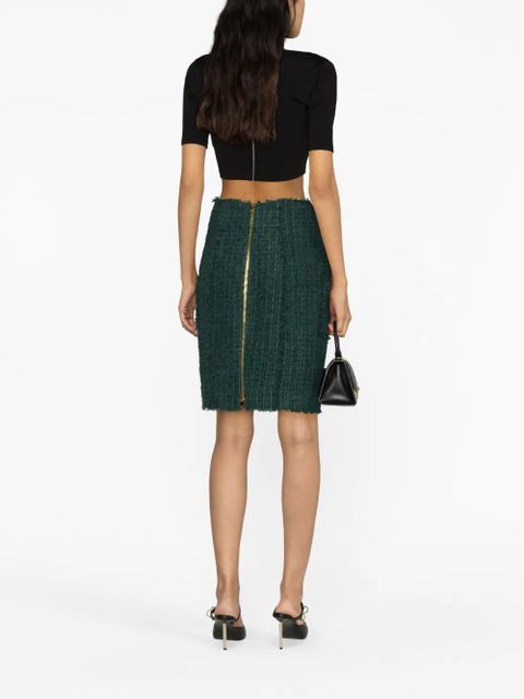 Balmain button-detail tweed pencil skirt - Green