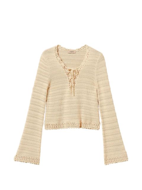 TWINSET V-neck knitted blouse - Neutrals - zdjęcie produktu nr 1