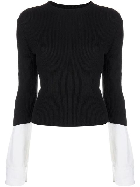 Alexander Wang fine-ribbed contrasting-cuffs jumper - Black - zdjęcie produktu nr 1