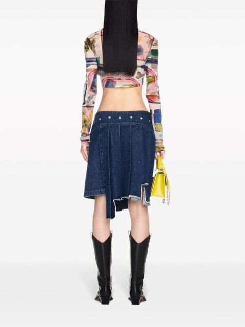Off-White pleated asymmetric denim skirt - Blue