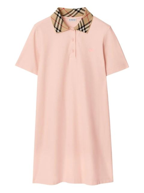 Burberry check-collar cotton polo shirt mini dress - Pink - zdjęcie produktu nr 1