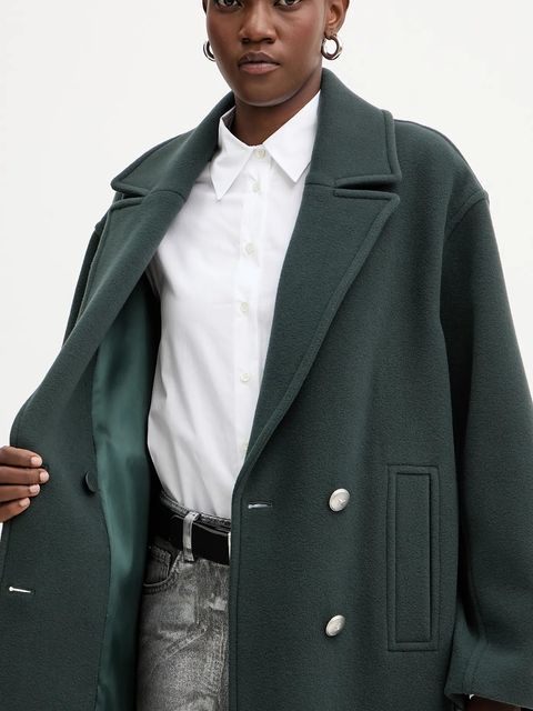 Pinko płaszcz z dodatkiem wełny kolor zielony 105770 A2SM