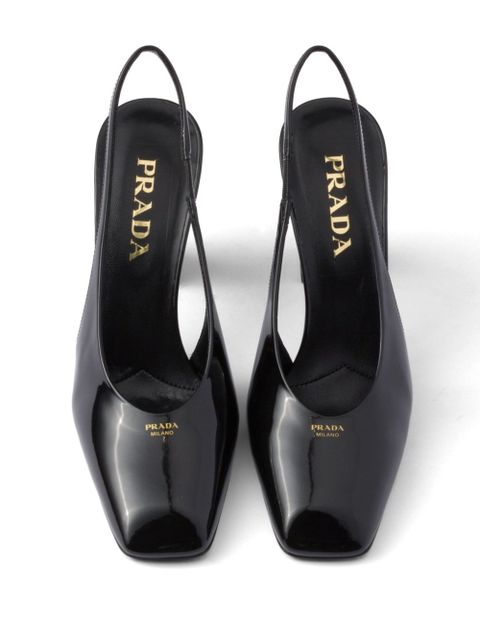 Prada 85mm leather slingback pumps - Black