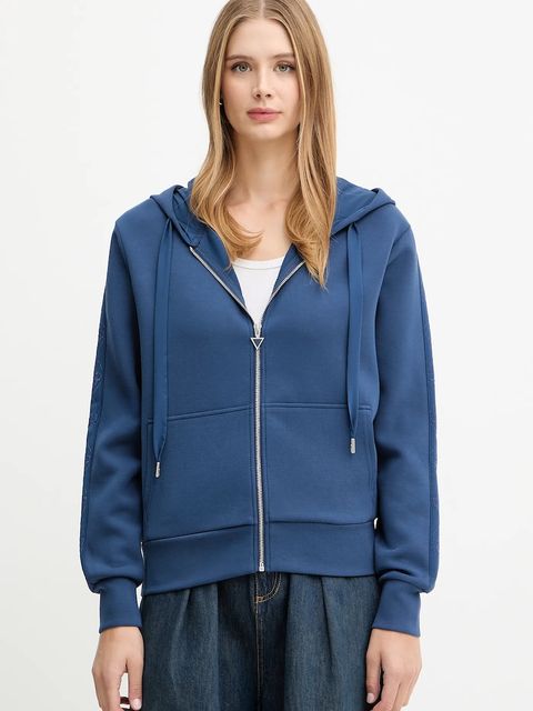 Guess bluza damska kolor niebieski z kapturem z aplikacją W5YQ05 KBYE2 - zdjęcie produktu nr 1