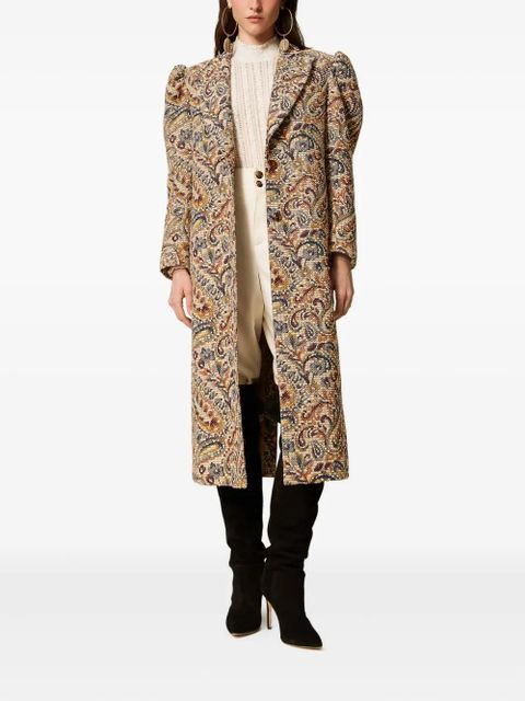 TWINSET puff-sleeve paisley coat - Neutrals - zdjęcie produktu nr 2