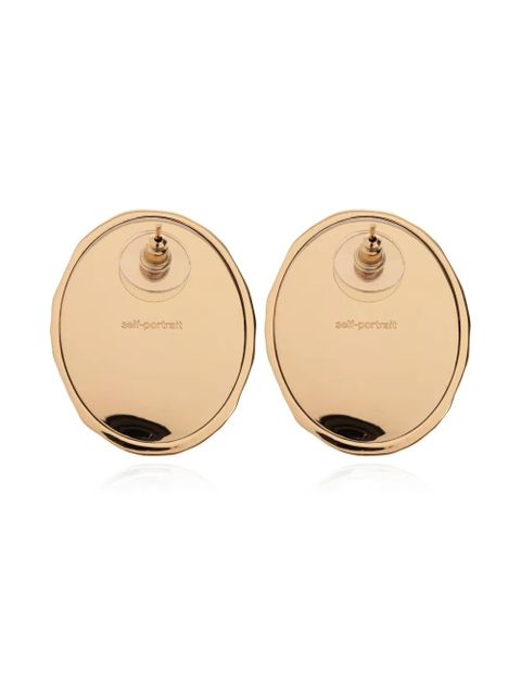 Self-Portrait stone-inlay earrings - Gold