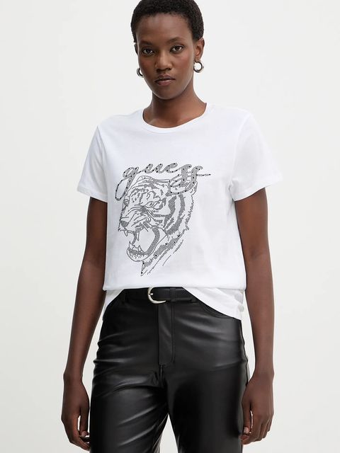 Guess t-shirt bawełniany damski kolor biały W5BI32 K9RM1