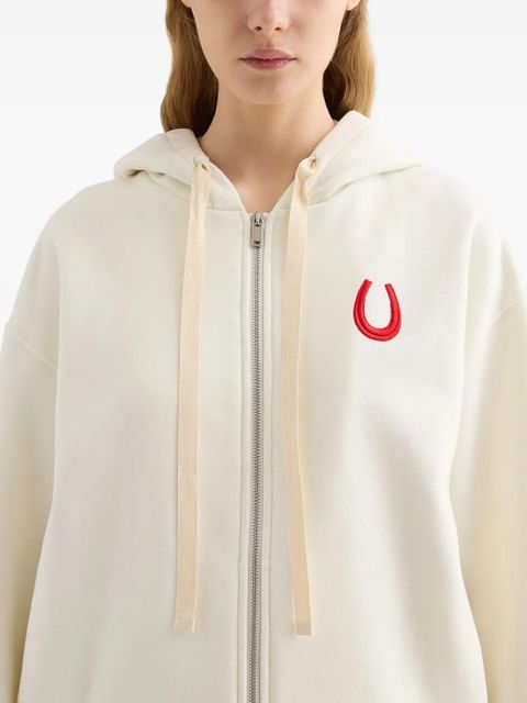 Jil Sander embroidered zip-up hoodie - Neutrals