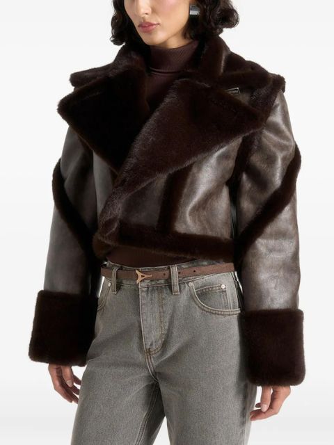 Manière De Voir Kena plush detachable-sleeves jacket - Brown