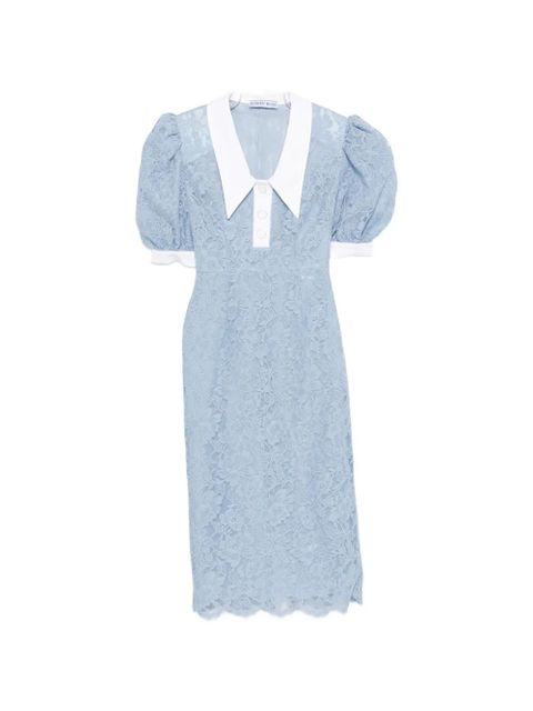 Rowen Rose puffy-sleeves lace midi dress - Blue - zdjęcie produktu nr 1