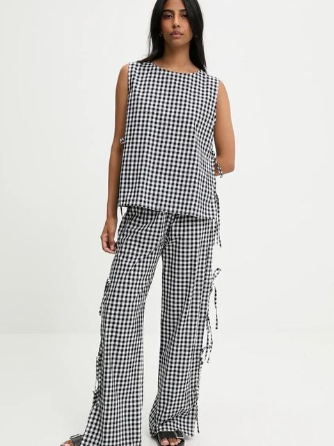 Answear.LAB spodnie bawełniane damskie kolor czarny proste high waist