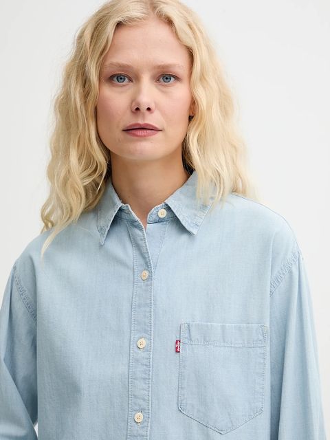 Levi's koszula bawełniana HARLIE NEW BF SHIRT damska kolor niebieski relaxed z kołnierzykiem klasycznym 001HM