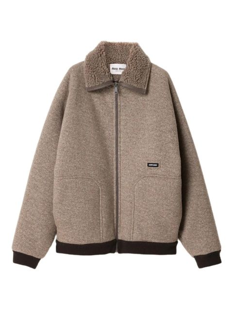 Miu Miu fleece bomber jacket - Neutrals - zdjęcie produktu nr 1