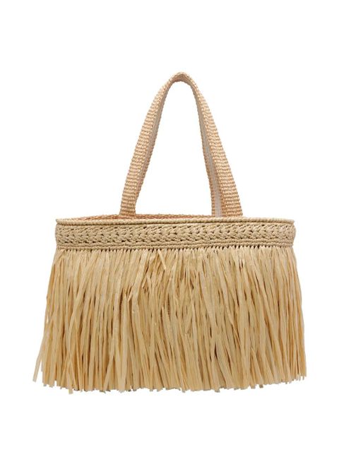 Jimmy Choo fringed-detail raffia beach bag - Neutrals - zdjęcie produktu nr 2