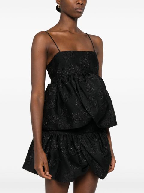 ROTATE BIRGER CHRISTENSEN cloqué-effect draped-detailing top - Black