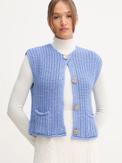 Pedro del Hierro kamizelka damski kolor niebieski ciepły 5502015 - zdjęcie produktu nr 1