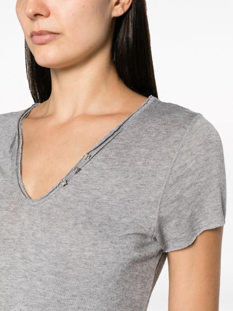 Zadig&Voltaire star-buttons Henley-neck T-shirt - Grey