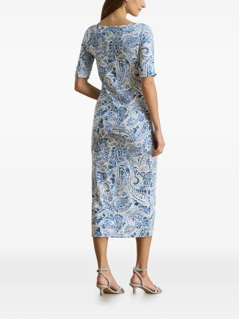 Lauren Ralph Lauren paisley-print boat-neck dress - Blue